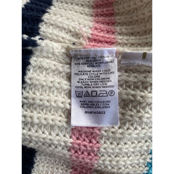Ann Taylor Loft Rainbow Striped Cardigan Sweater. Staud Style Cotton Blend LARGE - Picture 8 of 9